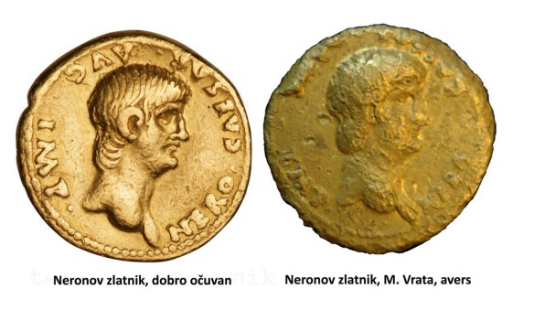Neronov zlatnik, avers web