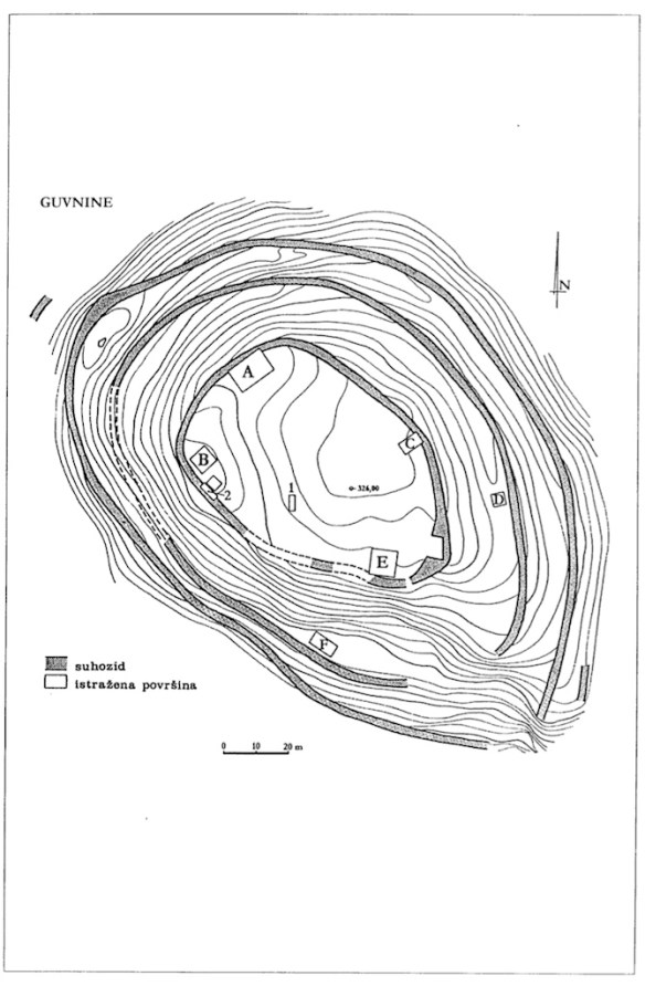 Geodetski plan gradinskog naselja Guvnine